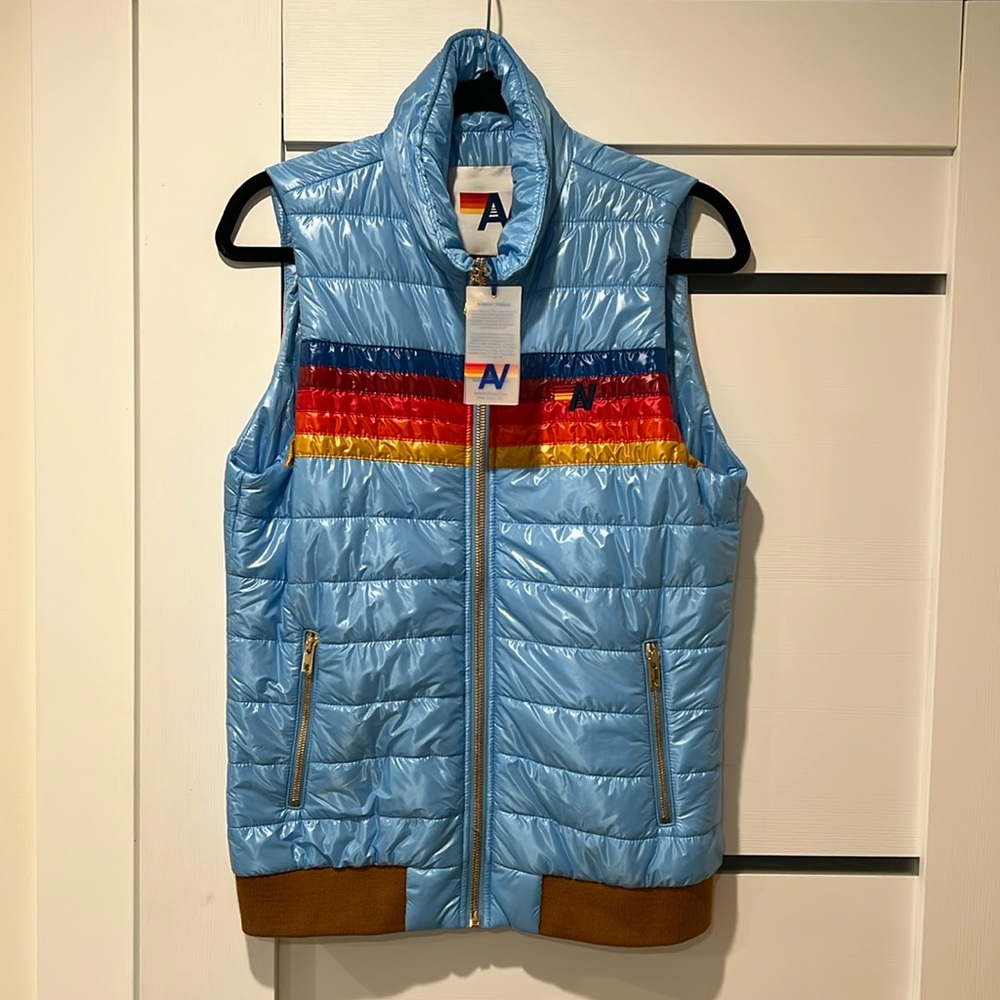 Aviator Nation - WOMEN'S 5 STRIPE VEST - GLOSSY SKY